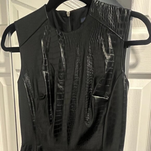 French Connection Croc-Embossed Faux Leather Mini Dress - Size 4 - Picture 1 of 3